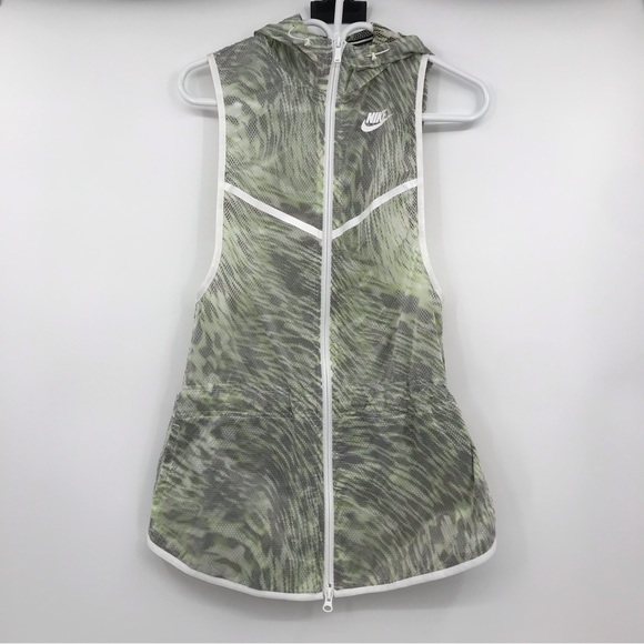 Nike Tech Hyperfuse Hooded Vest Green and White Size XS Full Front Zipper - Picture 1 of 5